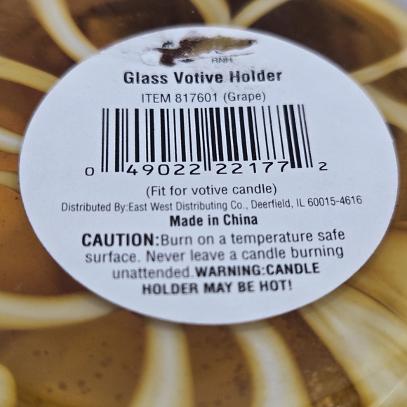 Hand Painted Yellow Orange Gold Vase GRAPES Raised 3.5 In Votive CandleHolder - Picture 12 of 16